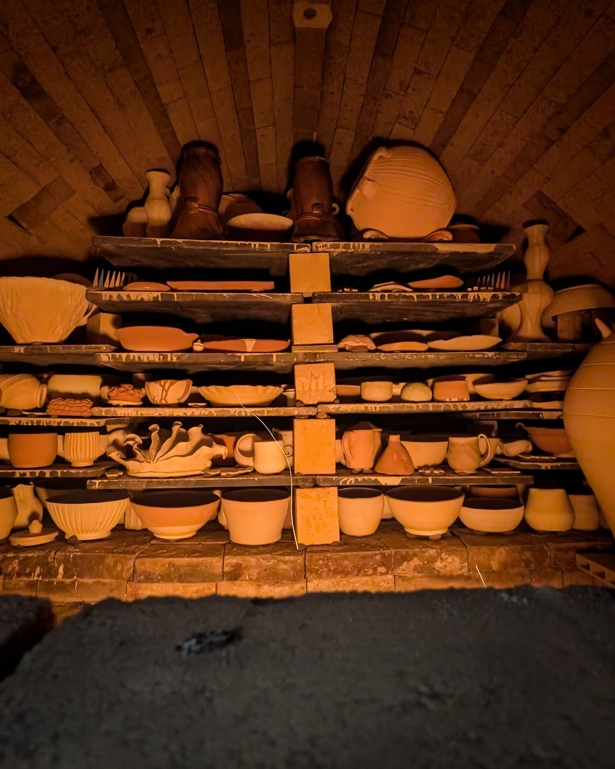 Kiln and pottery detail from the studio firing process
